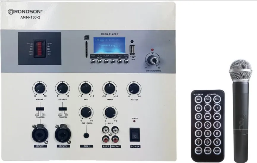 Amplificateur mural 150W - Bluetooth - USB/SD/MP3 + MIC UHF + TEL AMM-150-2 RONDSON (1/4)