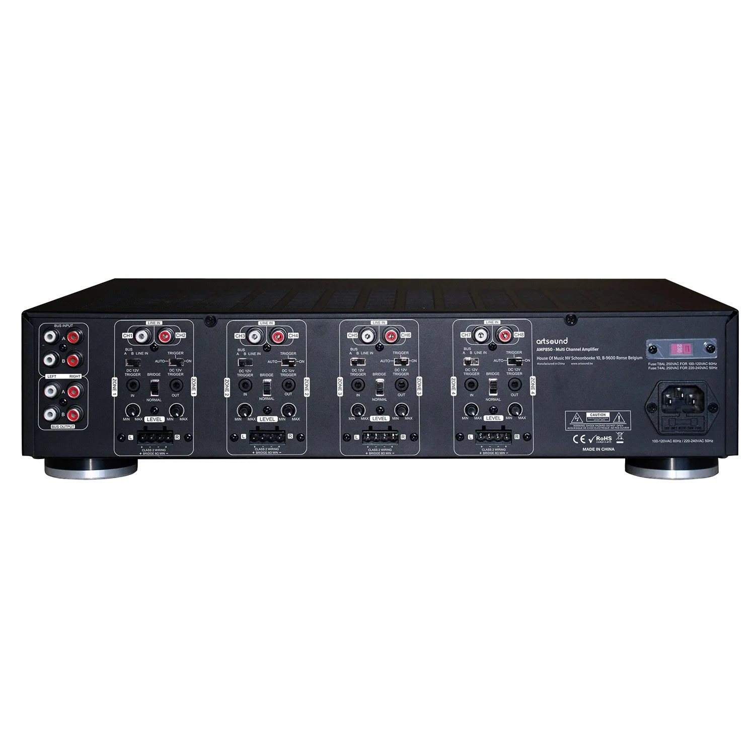 Amplificateur ArtSound AMP850 Multicanaux 8x50W en 4 ohm, 4 zones (2/6)