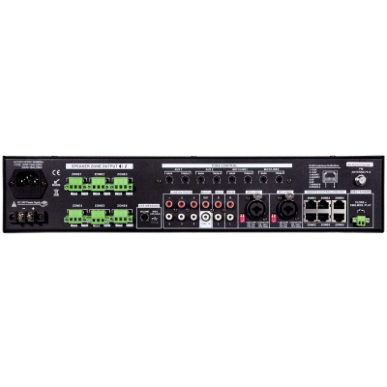 Amplificateur - mélangeur, 6 X 120 W, 19" avec 24V et music cut AMX-6120 RONDSON (2/6)