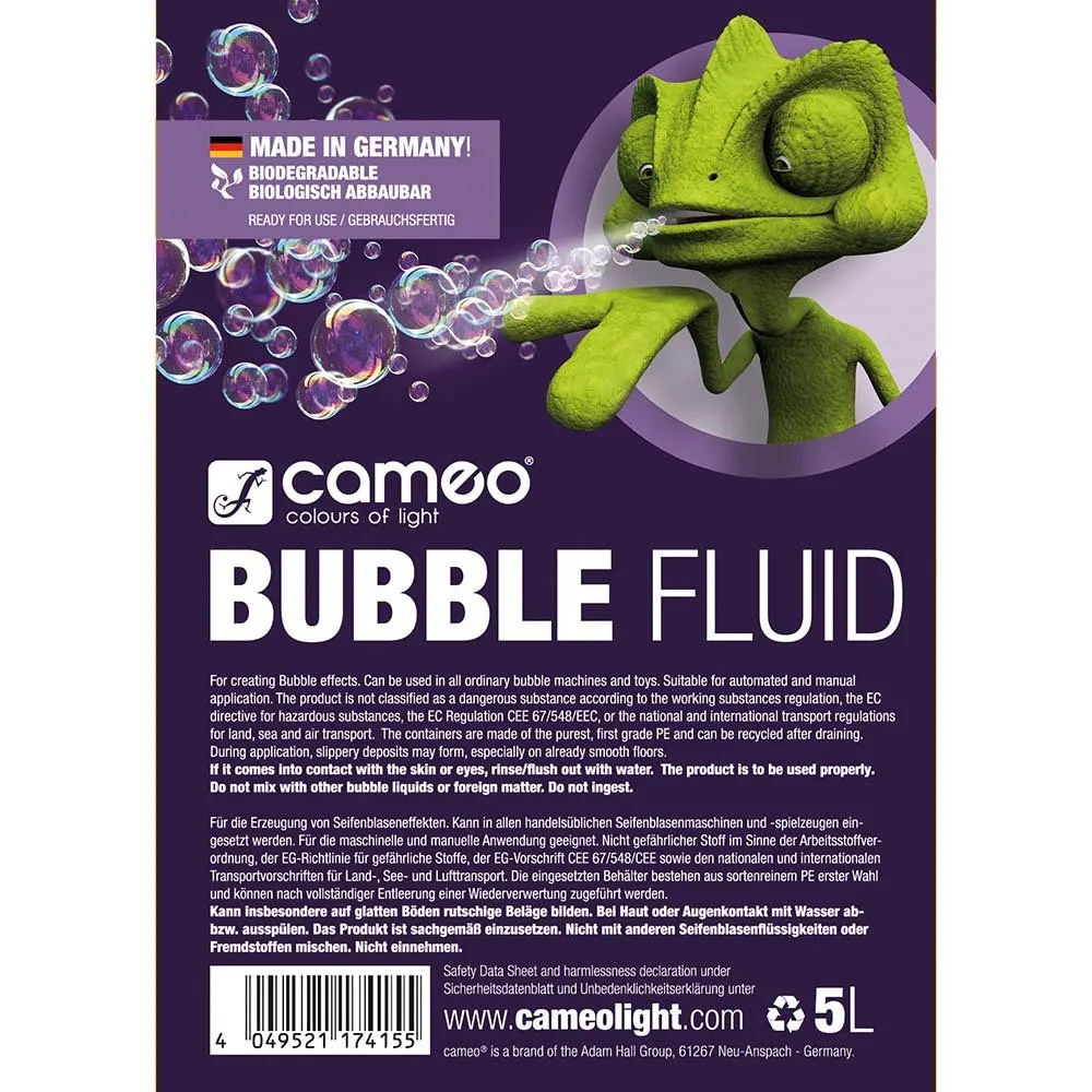 CAMEO BUBBLE FLUID 5 L Liquide spécial pour la production de bulles de savon 5 L (2/2)