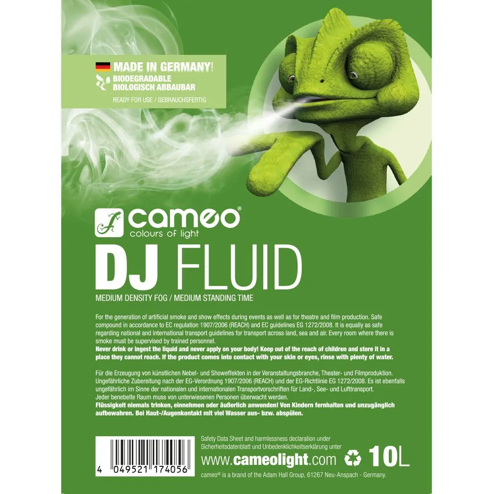 CAMEO DJ FLUID 10 L Liquide pour machines à fumée à densité et tenue moyennes 10 L (2/2)
