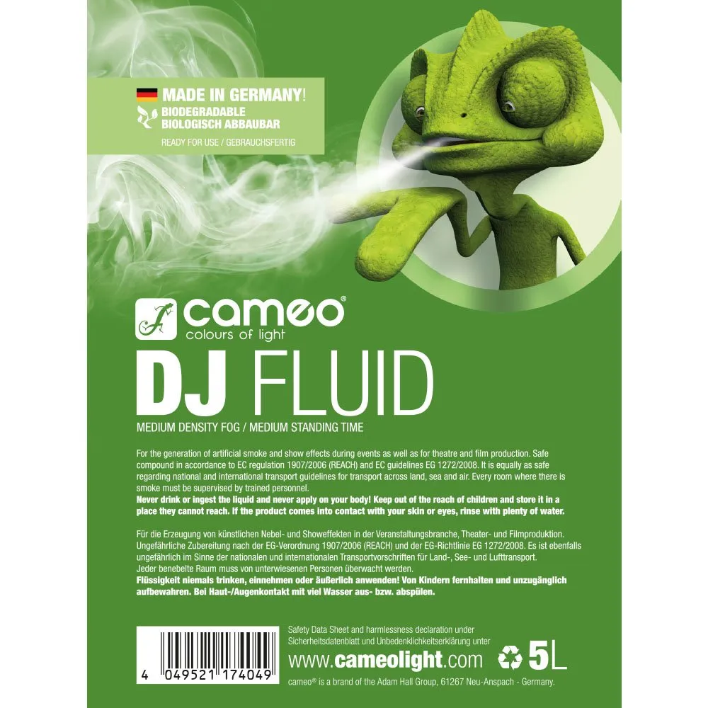 CAMEO DJ FLUID 5 L Liquide pour machines à fumée à densité et tenue moyennes 5 L (2/2)