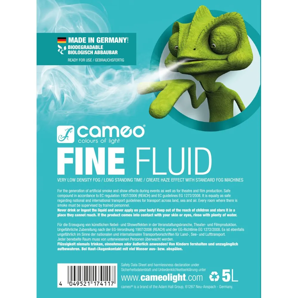 CAMEO FINE FLUID 5 L Liquide pour machines à fumée à effet de brouillard de densité très fine et très longue tenue 5 L (2/2)