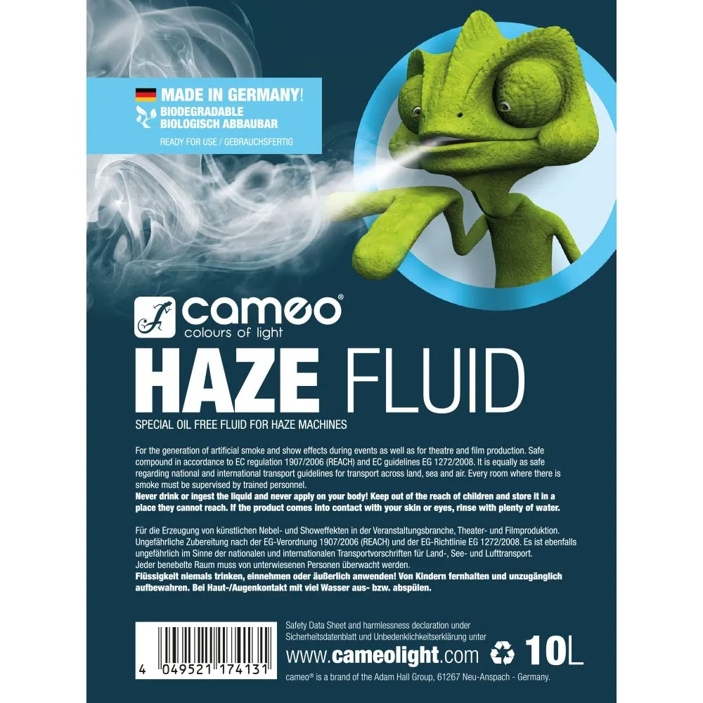 CAMEO HAZE FLUID 10 L Liquide pour effet de brouillard pour une fumée fine et longue tenue, sans huile 10 L (2/2)