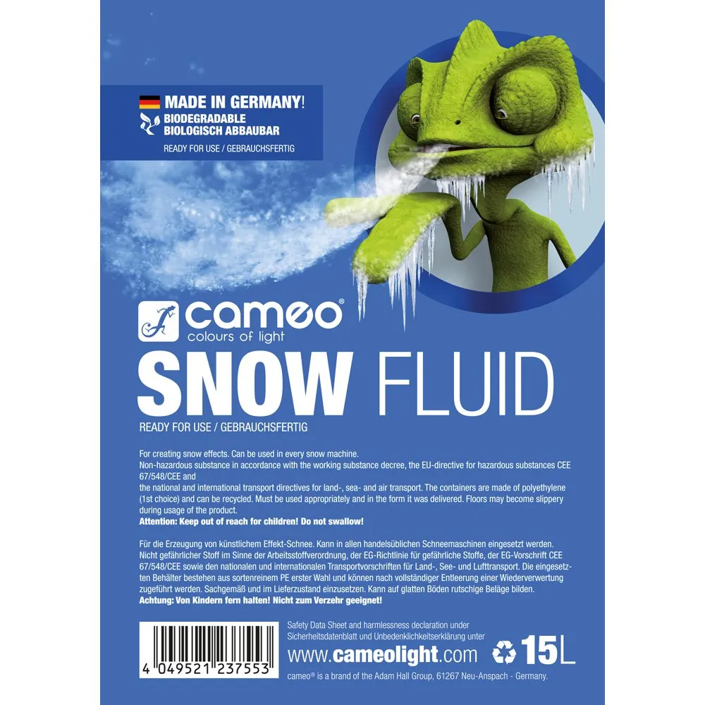 CAMEO SNOW FLUID 15 L Special Fluid for Snow Machines for the Production of Foam 15 L (2/2)