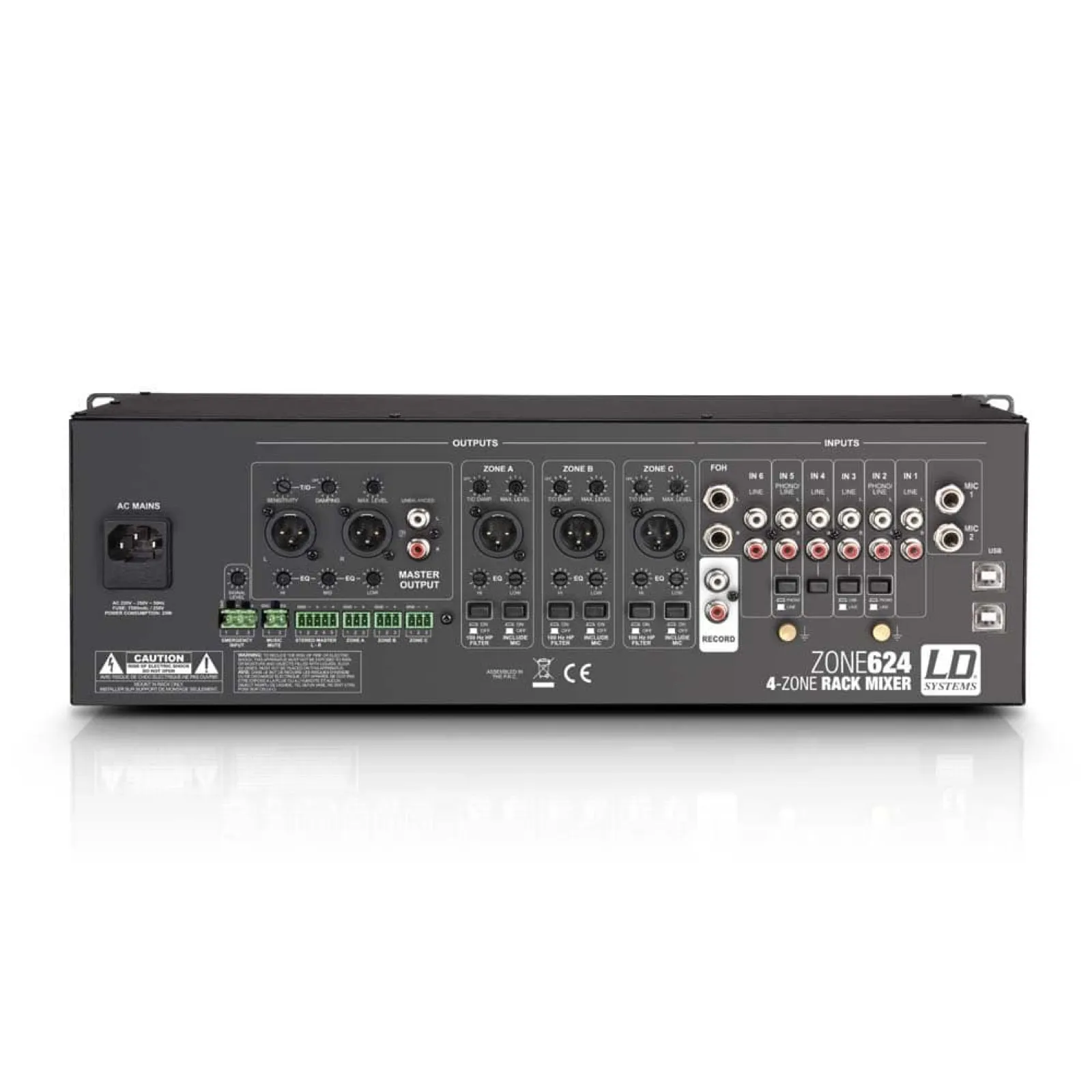LDSYSTEMS ZONE624 19" 4-Zone Mixer 3U (4/6)
