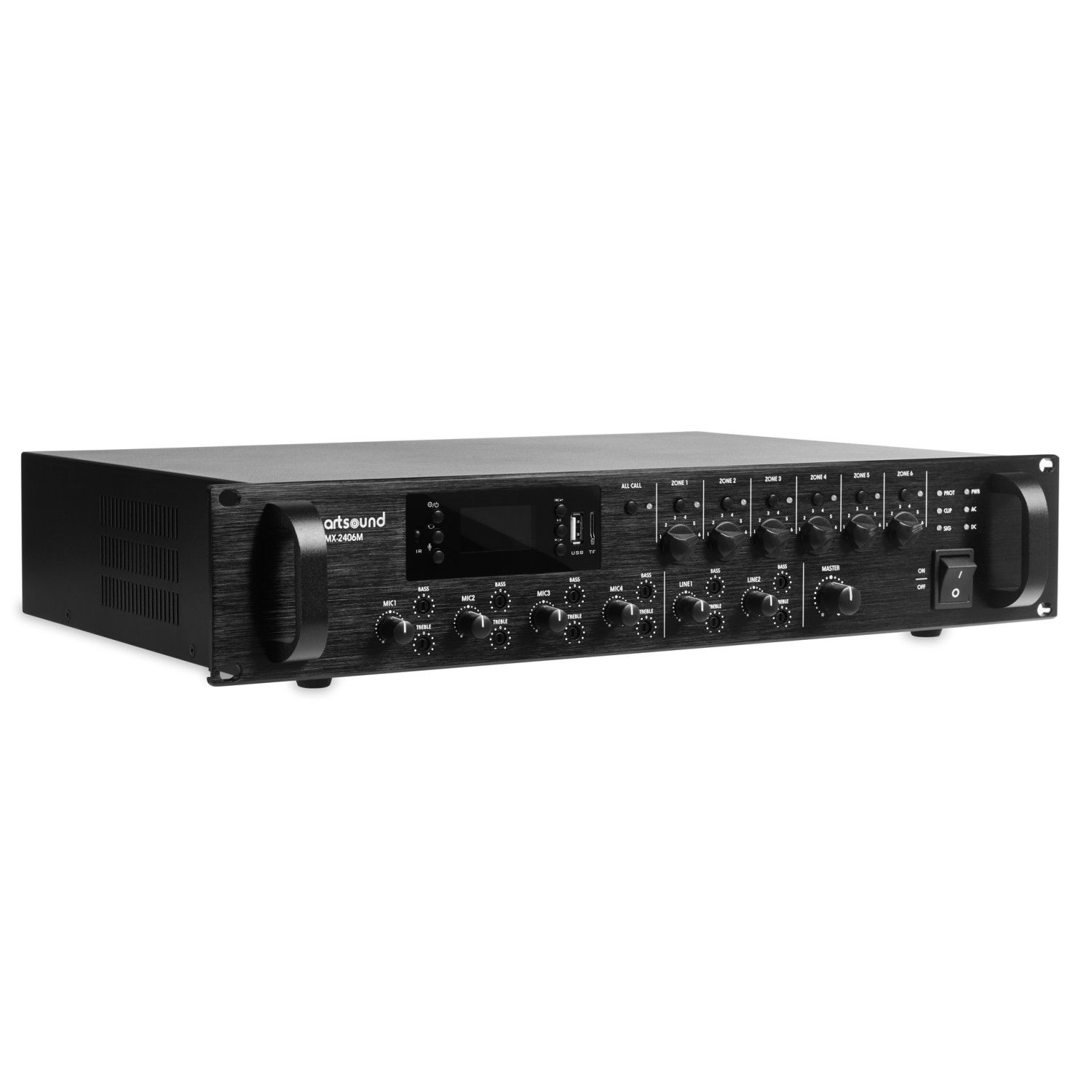 Amplificateur Mélangeur avec Source Intégrée ArtSound MX-2406M, 6 zones, 100V, 19", 240W (2/4)