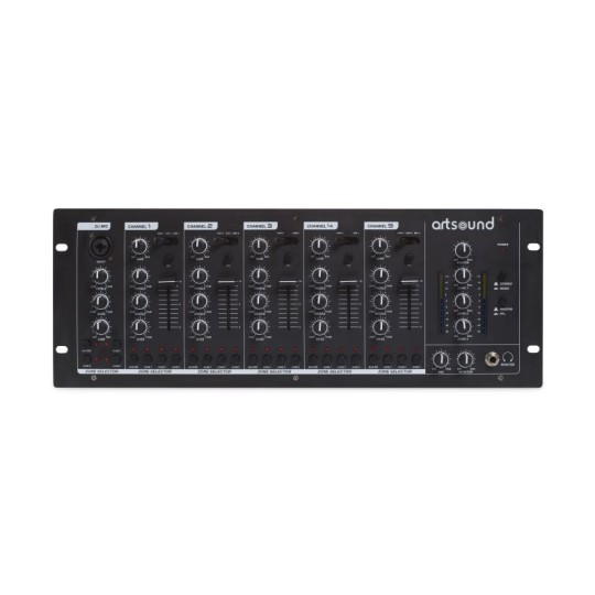 Table de Mixage, ArtSound MIKS6.4,  4 Zones 6 Canaux 11 Entrées en ligne et 3 Entrées Microphone